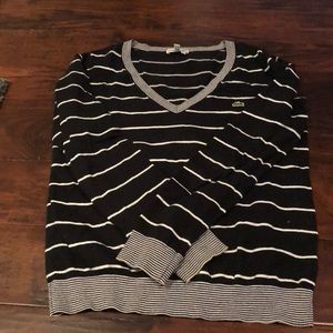 Lacoste black and white striped sweater